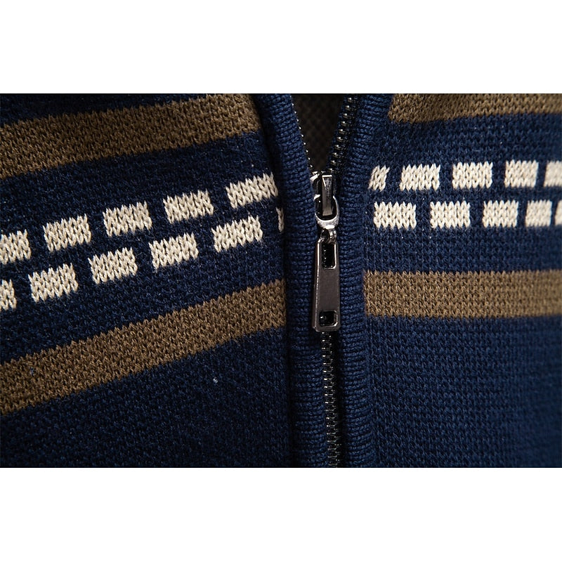 Vánoční propínací svetr na zip se vzorem Fair Isle