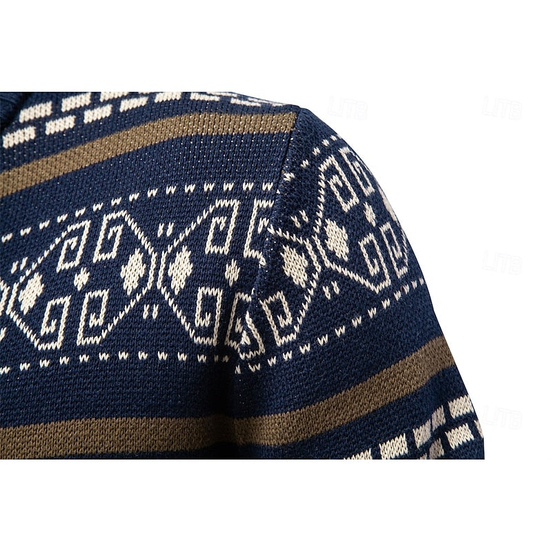 Vánoční propínací svetr na zip se vzorem Fair Isle