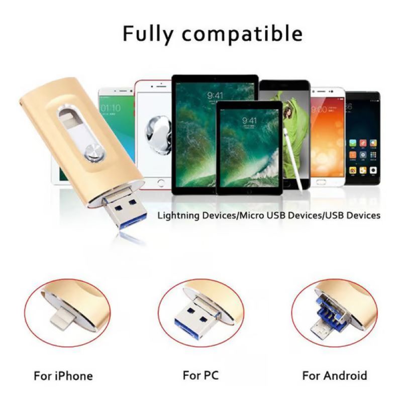 Velkokapacitní USB flash disk 3v1 pro mobilní telefon a počítač