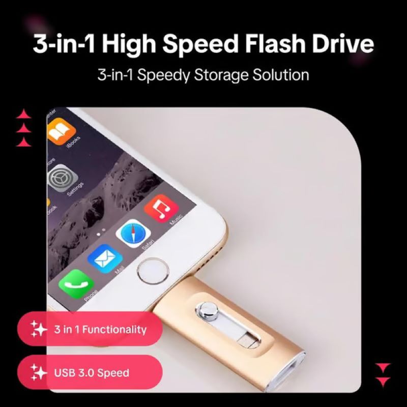 Velkokapacitní USB flash disk 3v1 pro mobilní telefon a počítač
