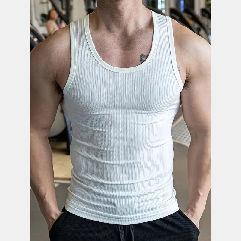 Vroubkované sportovní tílko v přiléhavém střihu Slim Fit