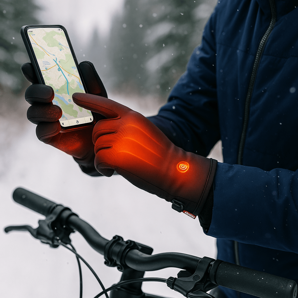 Vyhřívané zimní rukavice na cyklistiku a lyžování s dotykovou vrstvou