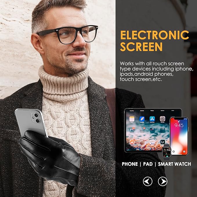Zimní dotykové rukavice ze semišové kůže